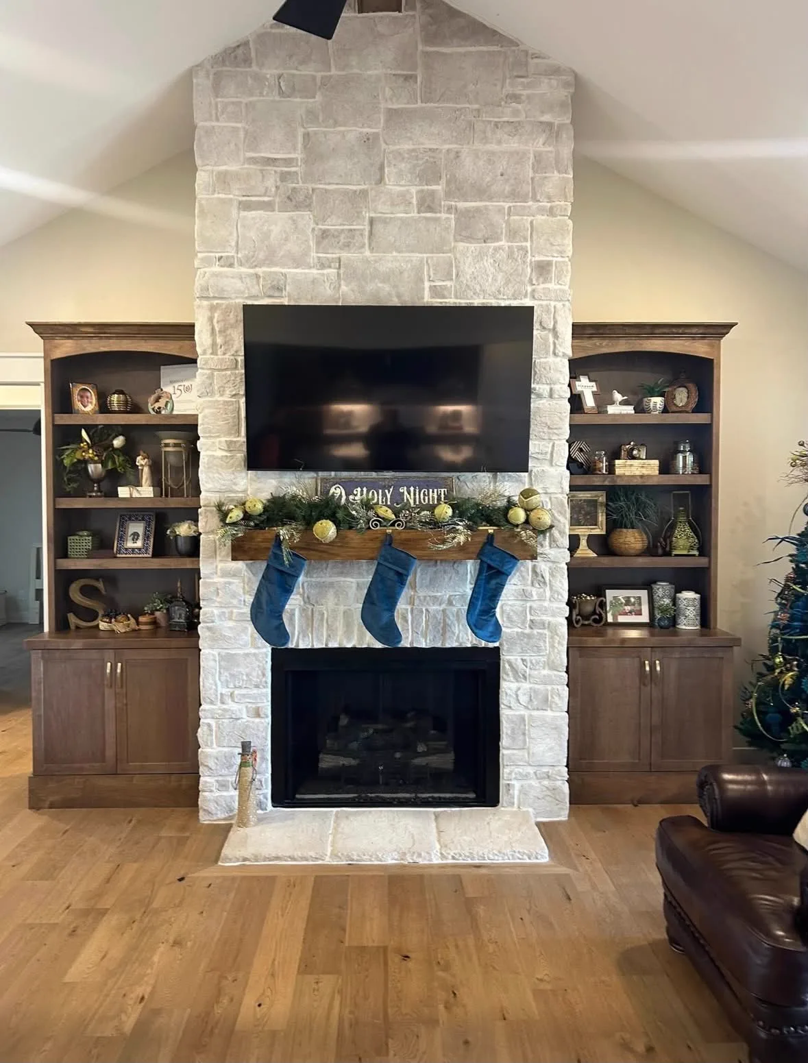 Stone Hearth Built-Ins — Living Room cabinetry installed by Howard's Cabinet Installation